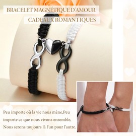 Infinity Matching Bracelets for Couples: Stainless Steel Link Chain Heart Pendant Bracelets for Husband Wife, Romantic Promise Long Distance Relationship Valentine's Day Christmas Gift for Him/Her