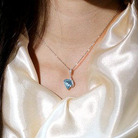 Heart Shaped Zircon Necklace for Women, Cubic Zirconia Pendant Necklace, Elegant Dainty Jewelry Gift for Her, 16"+2" Adjustable Chain, Valentine's Day, Birthday Gift