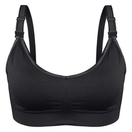 ana wiz Soft and Comfortable Nursing Bra | Adjustable Straps and Easy Open Clips | Wireless and Stretchy Nursing Bra, black