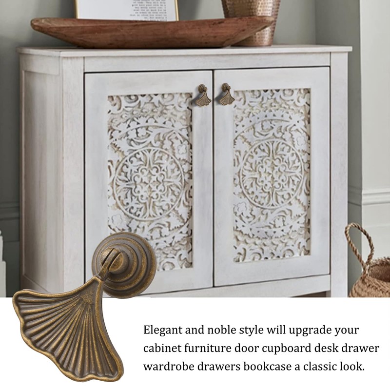 MOROBOR Ginkgo Leaf Shape Knob Handles, 6 PCS Drop Pendant