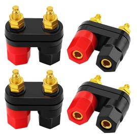 KUOQIY 4 Pieces Dual Binding Post Terminal, 2-Way Audio Speaker Terminal Banana Socket Panel Mounting, for Speaker Amplifier Connection