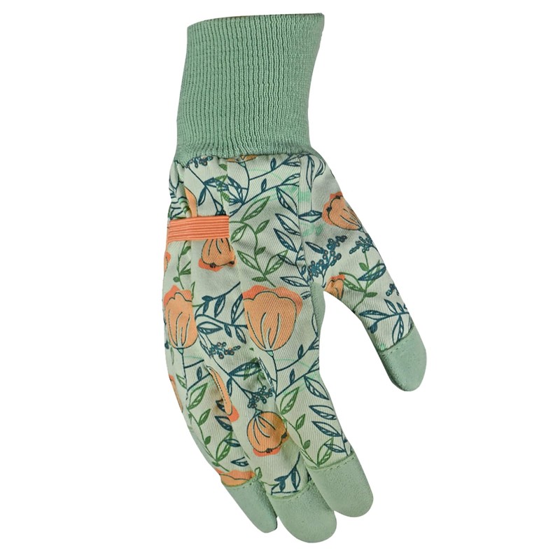 Digz Women's Leather Palm Garden Gloves with Knit Wrist, Coral