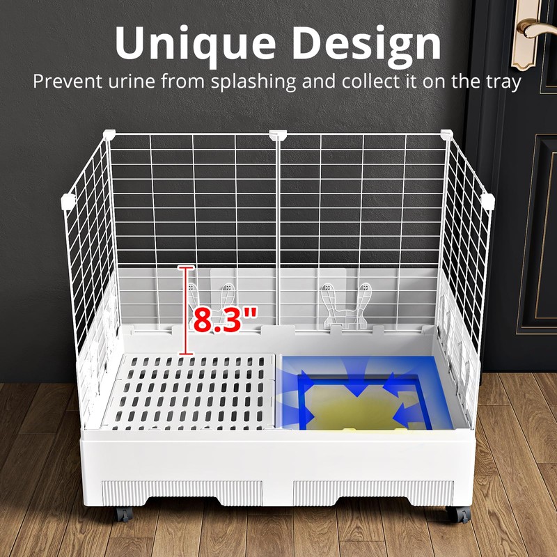 Oneluck Deluxe Rolling Bunny Hutch with Urine Guard,Small Rabbit Cage