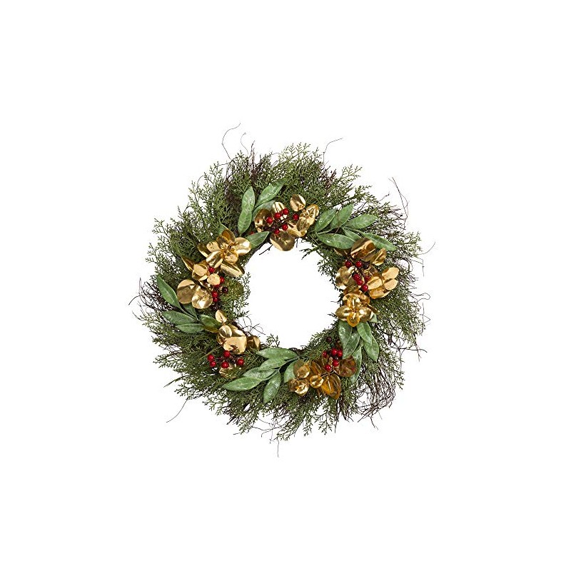 Nearly Natural 20in. Cedar, Ruscus, Berries and Golden Eucalyptus Artificial