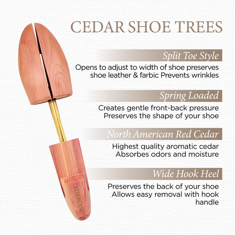 Rochester Men’s Shoe Tree, Removes Moisture and Odor, Cedar Shoe
