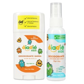 DIADIÉ Kids| Desodorante natural para niños| elimina mal olor| axilas y pies| Barra + Atomizador| 2Pack