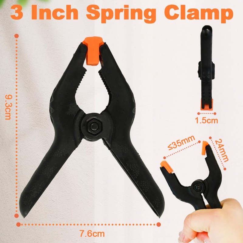 Ram® Pack of 10 Plastic Spring Grip Clamps Heavy Duty