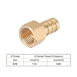 sourcing map Brass Barbed Pipe Plug Adaptor 10 mm Barbed x 1/4 Inch G Socket Pipe Pack of 2