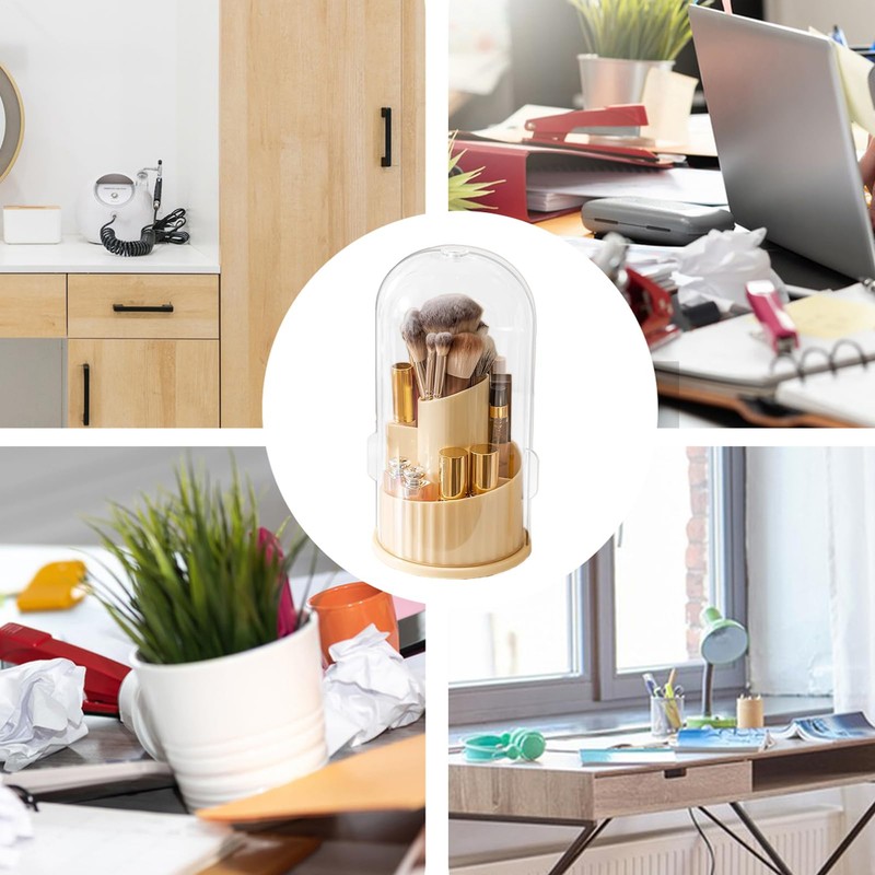 Makeup Brush Organizer,Lipstick Storage Box - 360 Degree Rotation Dustproof