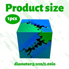 Gear Ball Fidget,Cube Shape Gearsphere - the Steampunk Whirling Wonder Fidget Gear Ball,Gear Sphere Fidget Toy,Fidget Gear Ball,1.99‘’/5.1cm Gearsphere Fidget for Stress Anxiety Relief(Blue-Green)