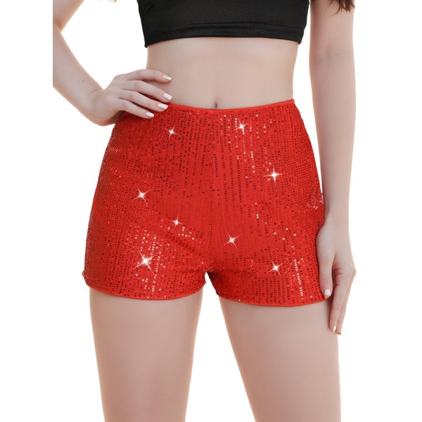 Women's Sequin Sparkle Elastic High Waist A Line Party Concert