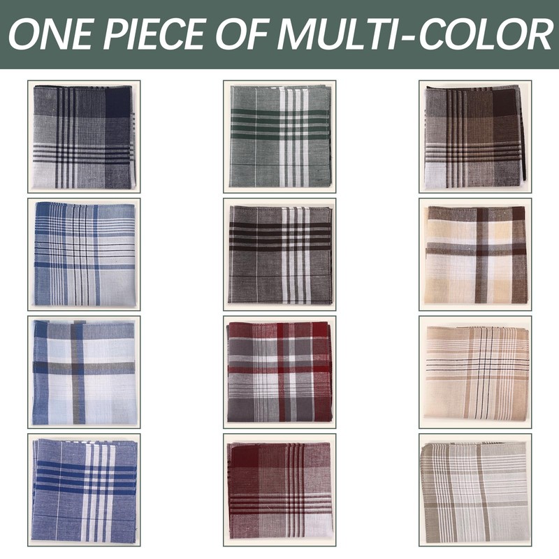 ARKBAODAN 12 pack Men's Handkerchiefs 100% Cotton 16 inch Large