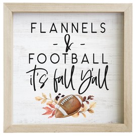Simply Said, INC Rustic Frames Football Decor, Flannels & Football, 10 x 10 inch Distressed Rustic Sign, RF1290