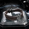 murtoo Men's Premium Leather Bracelet in Black and Brown, Compass