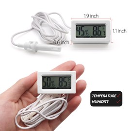 Digital Probe Thermometer Hygrometer for Reptiles - 2-in-1 Terrarium Monitor with Instant Reading, Mini Design for Turtle Tank/Lizard Cage/Aquarium Habitat (White)