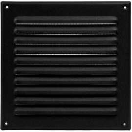 ECOPRO VENT Black Metal 8''x8'' Inch Square Ventilation Grille - Inside/Outside use - (Grille: 8''x8'' / Cover Area: 10''x10'') - Air Vent Louver - Available 9 Sizes / 2 Types / 3 Colors.