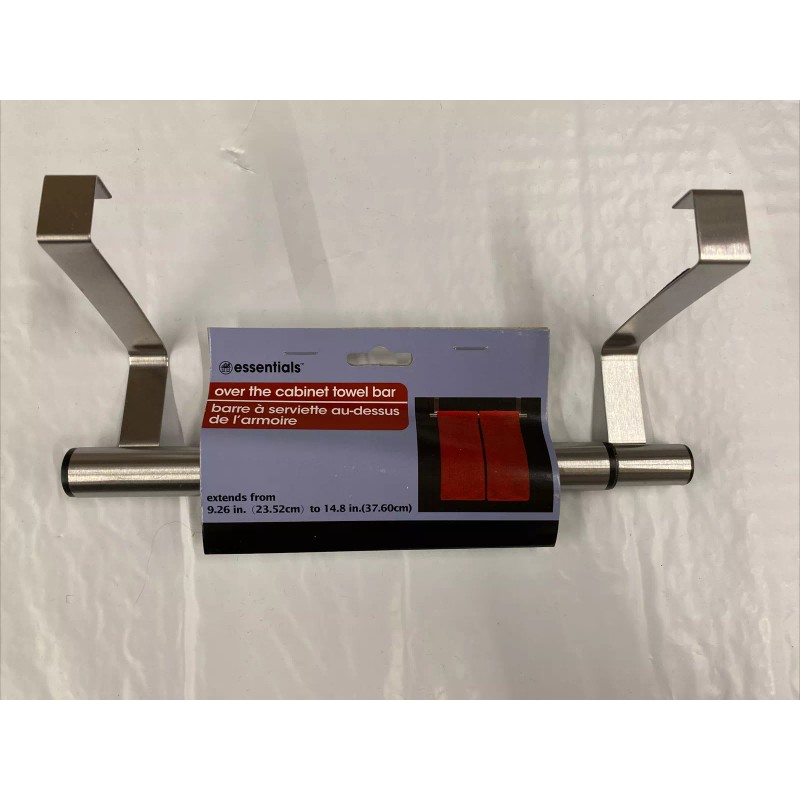 Essentials Adjustable Towel Rack Over the Cabinet Door Bar Organization
