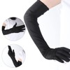 Women Elbow Satin Gloves, 21" Long Bridal Black 1920s Opera