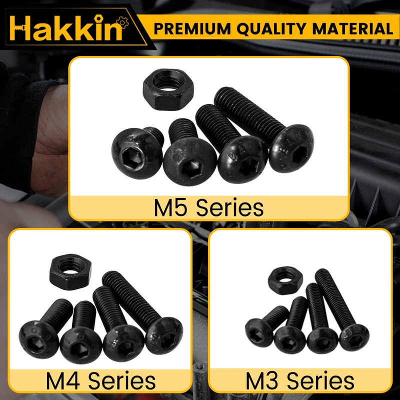 Hakkin 600Pcs Nuts and Bolts M3 M4 M5 Fully Threaded