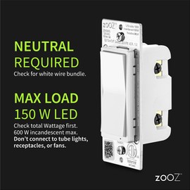 Zooz 800 Series Z-Wave Long Range S2 On Off Switch ZEN76 800LR, White | Simple Direct 3-Way and 4-Way Solution (Works with Regular Switches, No Aux Switch Needed) | Z-Wave Hub Required