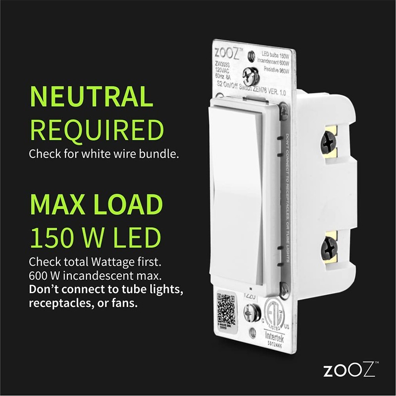 Zooz 800 Series Z-Wave Long Range S2 On Off Switch