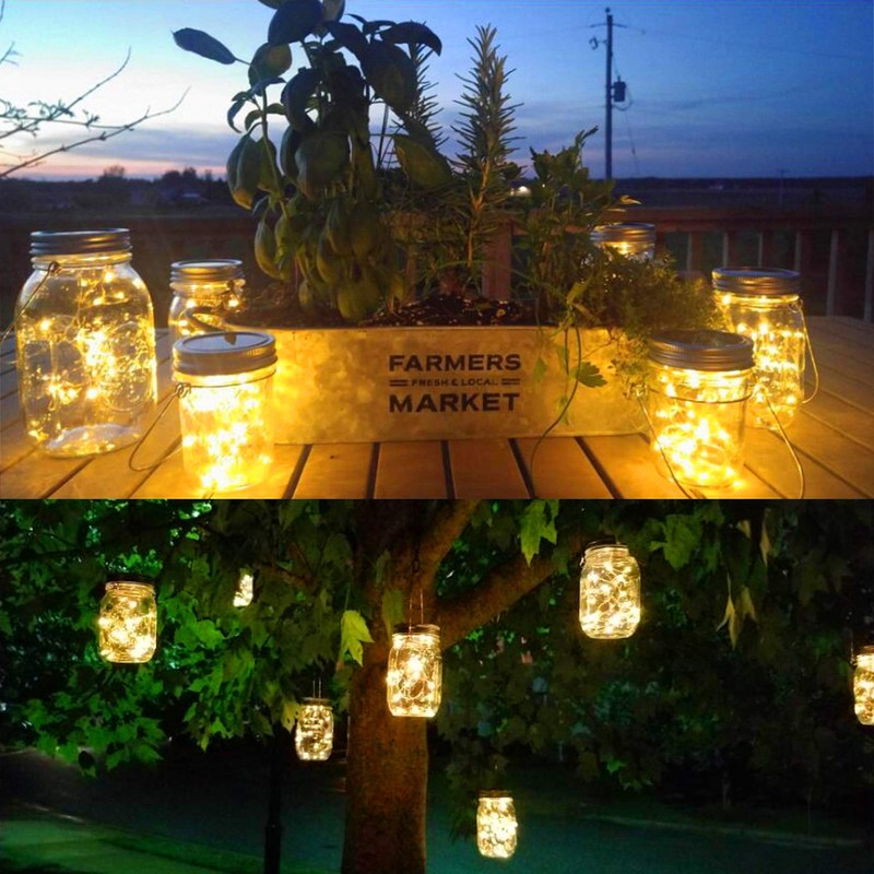 Mason Jar Solar Lantern Lights, 8 Pack 30 LED Bulbs