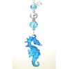 Beautiful Turquoise and Blue Seahorse with Silver Glass Ceiling Fan