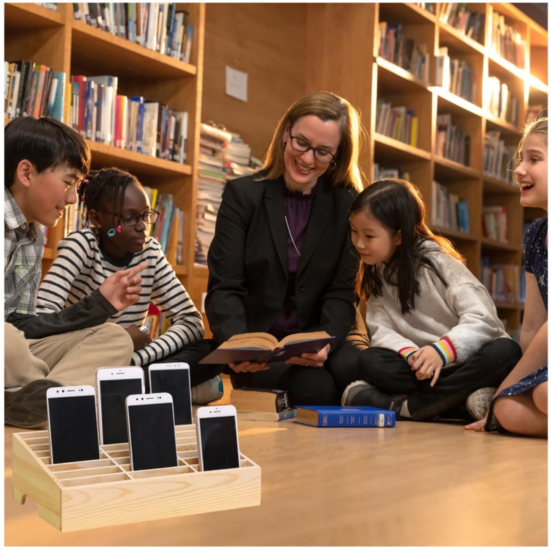 XICHENGSHIDAI Wooden Cell Phone Holder Mobile Phone Storage Box Desktop