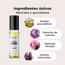 Aceite Esencial de Aromaterapia Migralif para Cabeza, Dormir, Masaje, Spa y Meditación - Lavanda y Menta - Aroma Natural y Relajante - Esencias Flor Essence - Roll On Oil 10 ml - PRAHYAM AYURTHECARY
