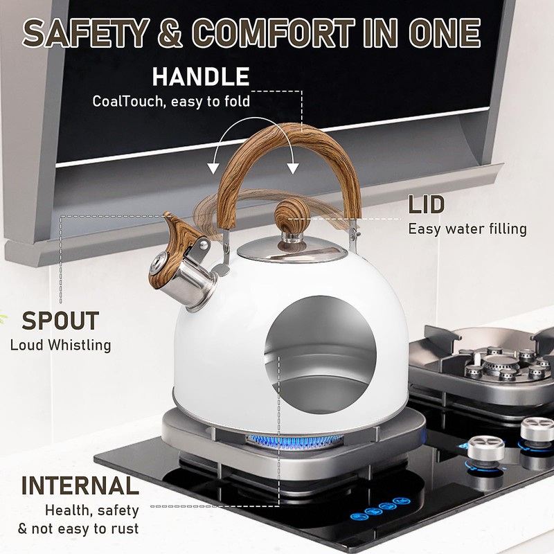 Whistling Tea Kettle for Stovetop, 2.5L Stainless Steel Tea Pot