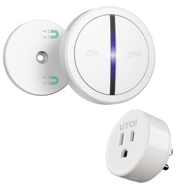 UTOI Wireless Remote Control Outlet Plug with Remote Switch, 15A Remote Outlet Switch, 656ft RF Range Remote for Christmas Tree Lights, Indoor Lamps, Garbage Disposal & Appliances, Expandable, White
