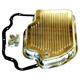 gearhead GM Chevy Turbo 400 Polished Aluminum Transmission Pan Kit Gasket Bolts - TH400