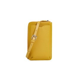 PORRASSO Genuine Leather Phone Bag Crossbody Wallet Women Purse Shoulder Bag with 8 Card Slots Satchel Yellow