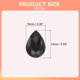 MECCANIXITY 50Pcs 10 x 14 mm Teardrop Rhinestones Acrylic Pointed Back Rhinestone Beads Gems for Jewelry Making Costume Crystal Embellishments Crafts, Black