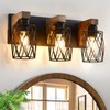 Farmhouse Bathroom Vanity Light, 3-Light Wood Bathroom Light Fixtures Over