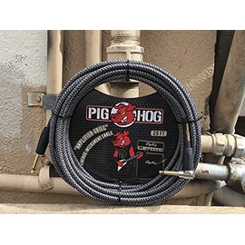 Pig Hog PCH20AGR Cable de instrumento de guitarra con amplificador de ángulo recto de 1/4" a 1/4", 20 pies