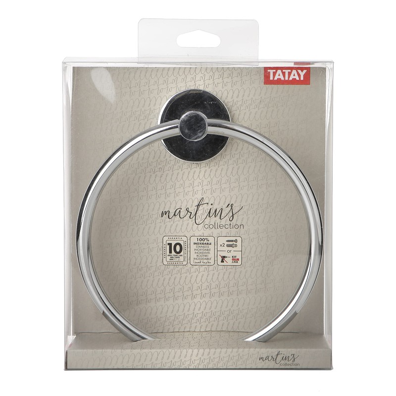 TATAY Towel Holder, Stainless Steel, Silver, 19,5 x 5 x