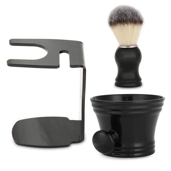 3 in 1 Shaving Brush Set with Brush Stand Soap Dish Men's Shaving Set Tool Shaving Kit for Men Brush Holder Soap Dish Cup Badger Hair Beard Brush