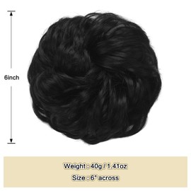 Sofeiyan Hairpiece Hair Scrunchie Updo Messy Ponytail Chignon Wavy Messy Chignon Hairstyles Hair Extensions for Women Jet Black