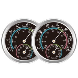 Indoor Thermometer Hygrometer Mini Analog 2 in 1 Temperature Humidity Outdoor Monitor Gauge for Home, Offices, Wall, Display Mechanical (2 Pack)
