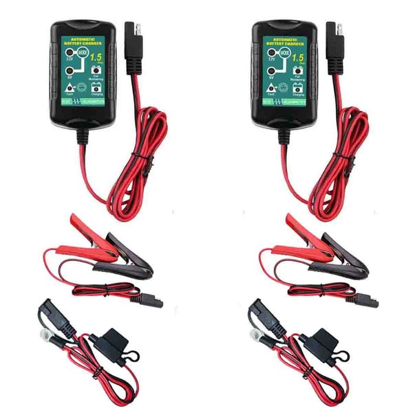 2-Pack Smart Fully Automatic 6V 12V Battery Charger Maintainer for