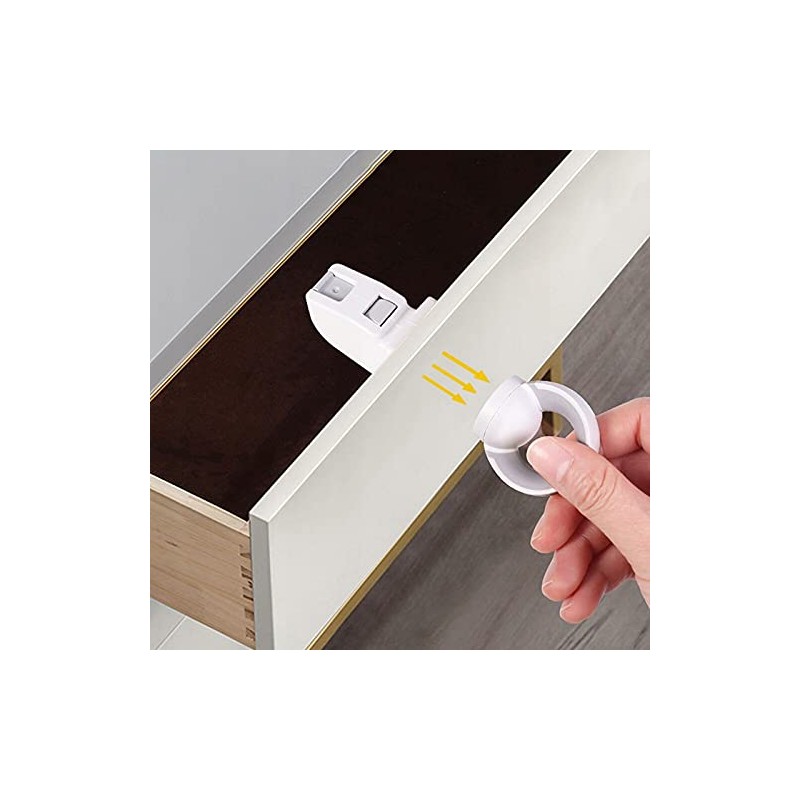 Retoo Cabinet Lock Magnetic 4 Pieces Cabinet Lock with Key