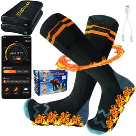 Heated Socks for Men & Women with App Control 8500mAh*2 Rechargeable Electric Heated Socks Up to 12 Hours Washable Warm Socks for Outdoors Work Skiing Hunting Riding Cycling Hiking Camping Xmas Gifts