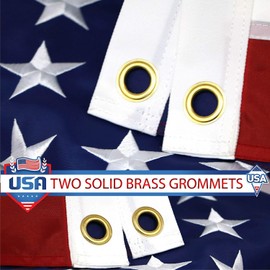 Qlash 3x5ft American Flag Sewn Stripes Embroidered Stars Brass Grommet Garden July 4th
