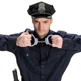 APOSITV Police Cosplay Hat, Men's Metal Badge, Police Hat, Black, Police Hat, Police Hat, Costume