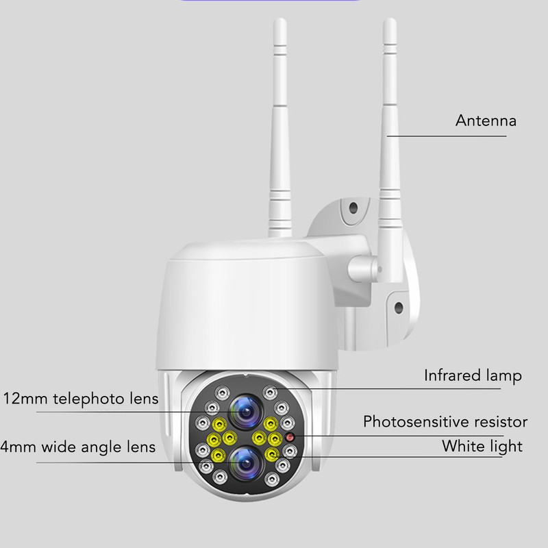 WiFi Security Camera 1080P 2MP Night Vision 2 Way Audio