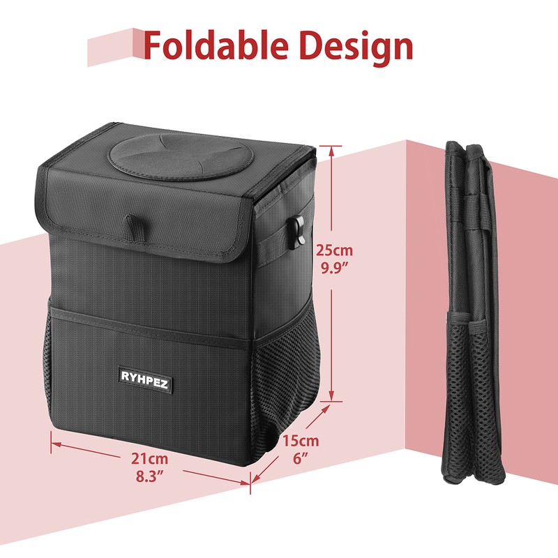 Ryhpez Car Trash Can with Lid - Car Trash Bag