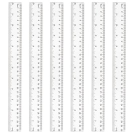 6 Pieces Plastic Ruler 30 cm / 12 Inch, Transparent Rulers Set, Rulers for School, Embossed Centimetre Division, Home, Office, Primary School, White