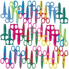 Playtastic Kids Decorative Scissors: 40 Pieces Kids Craft Scissors Set Rounded Blades (Small Craft Scissors, Contour Scissors)