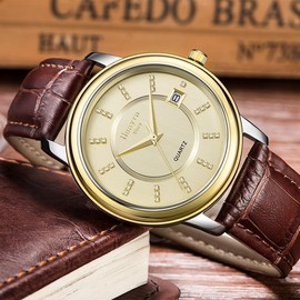 Gold  new couple  men's business quartz  Rome New Year gift to girlfriend  calendar  hand - Color: A4